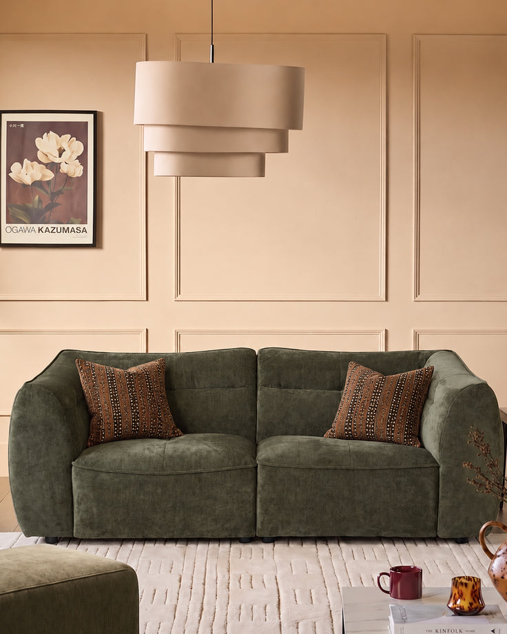 Jodie dark green chenille 3 seater sofa