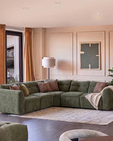 Jodie dark green chenille large corner sofa