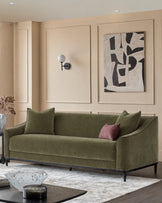 Julep olive green fabric 3 seater sofa