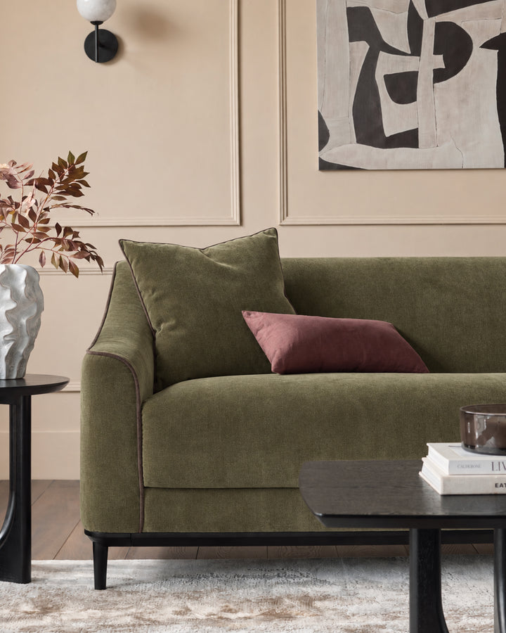 Julep olive green fabric 3 seater sofa