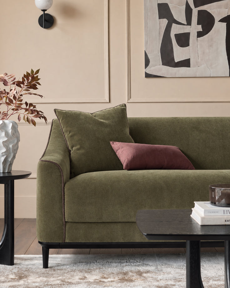 Julep olive green fabric 3 seater sofa