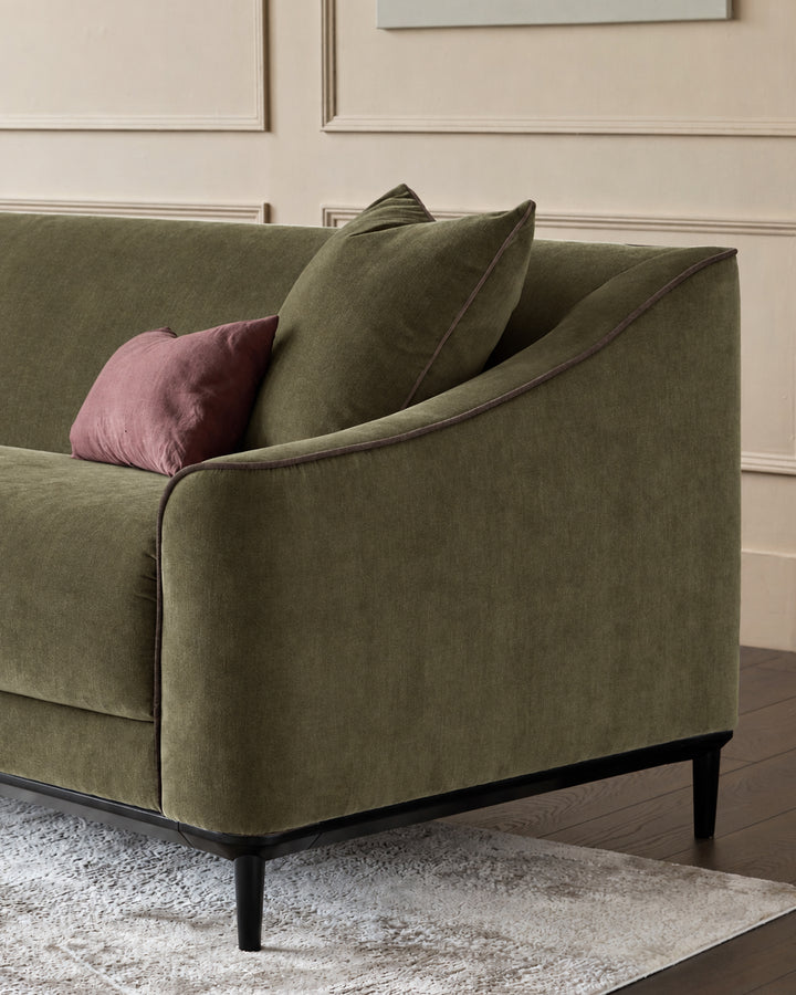 Julep olive green fabric 3 seater sofa