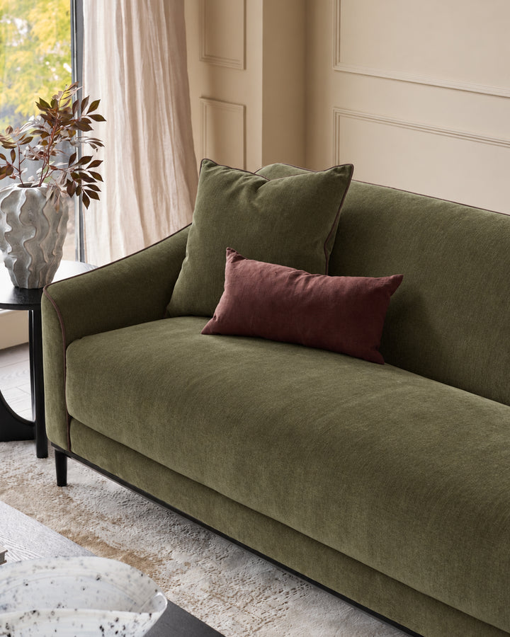 Julep olive green fabric 3 seater sofa