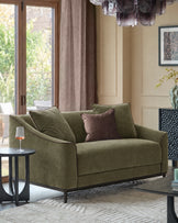 Julep olive green fabric 2 seater sofa