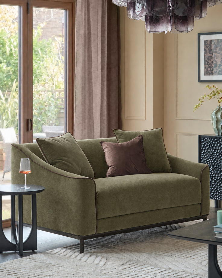 Julep olive green fabric 2 seater sofa