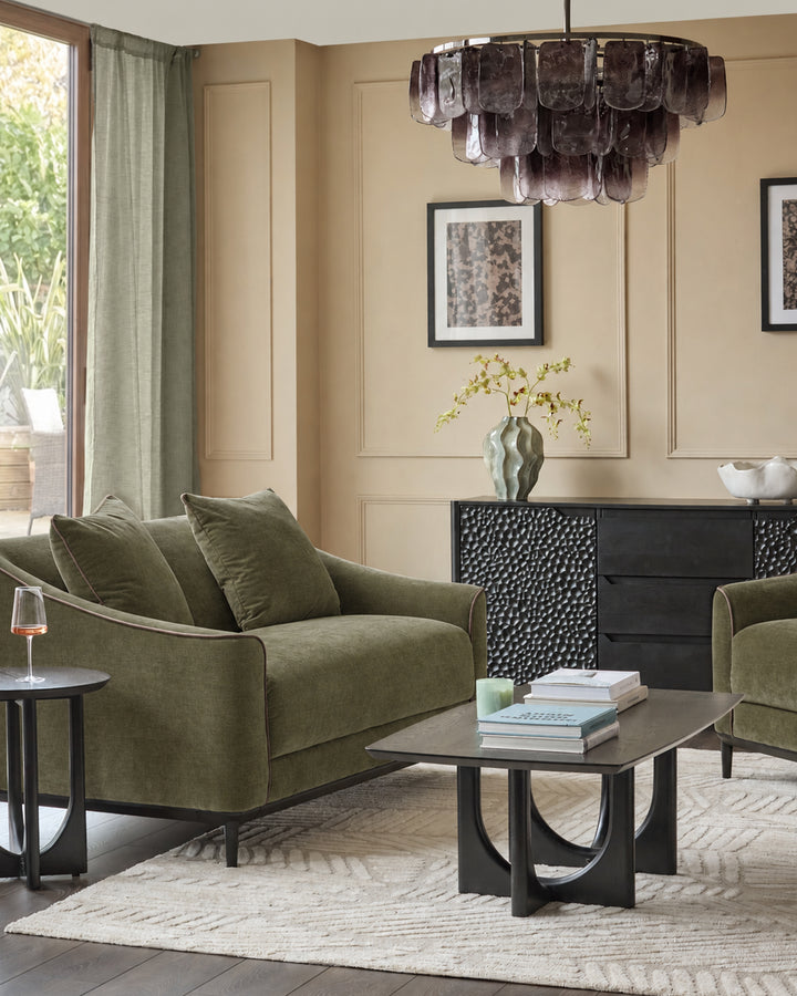 Julep olive green fabric 2 seater sofa