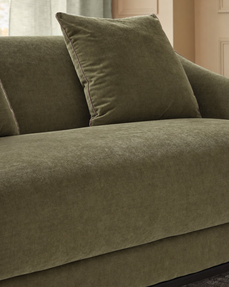 Julep olive green fabric 2 seater sofa