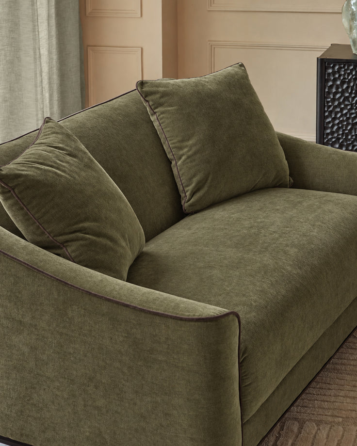 Julep olive green fabric 2 seater sofa