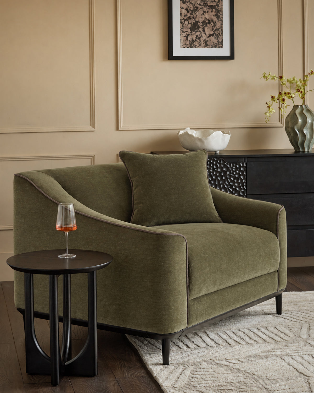 Julep olive green fabric loveseat