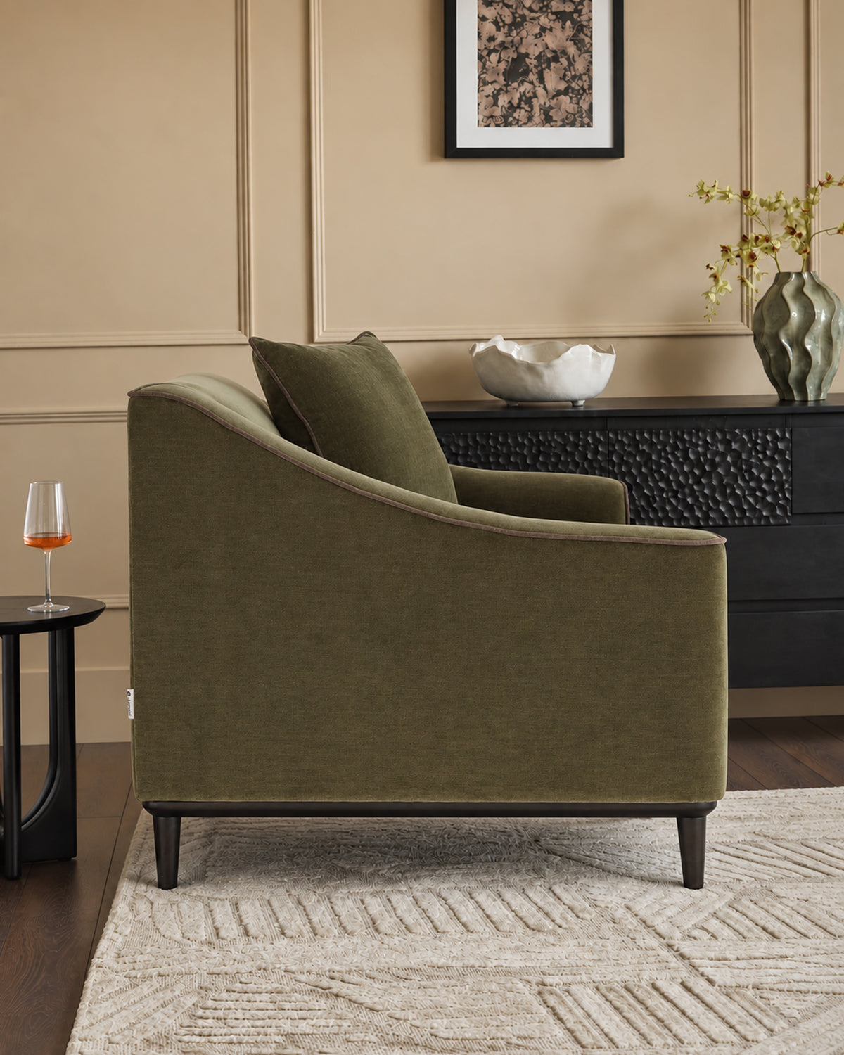 Julep olive green fabric loveseat
