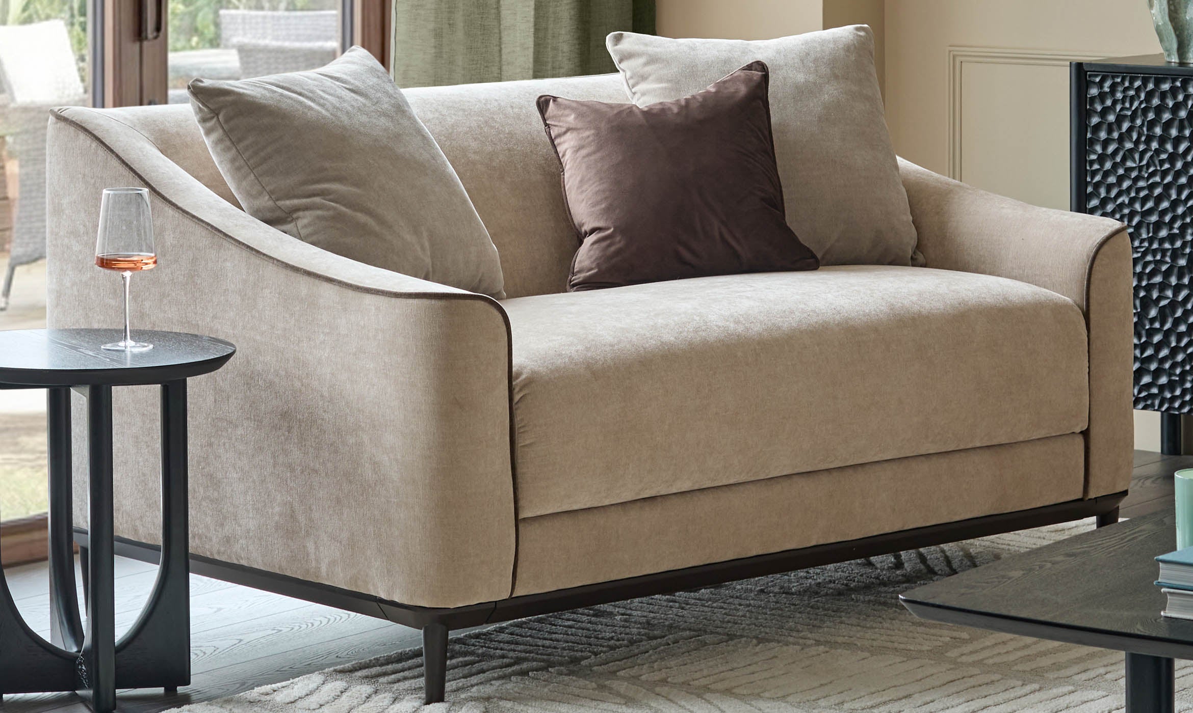 Julep champagne fabric 2 seater sofa
