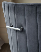 Juliana Dark Grey Velvet With Stainless Steel Dining Chair