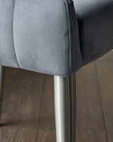 Juliana Dark Grey Velvet With Stainless Steel Dining Chair