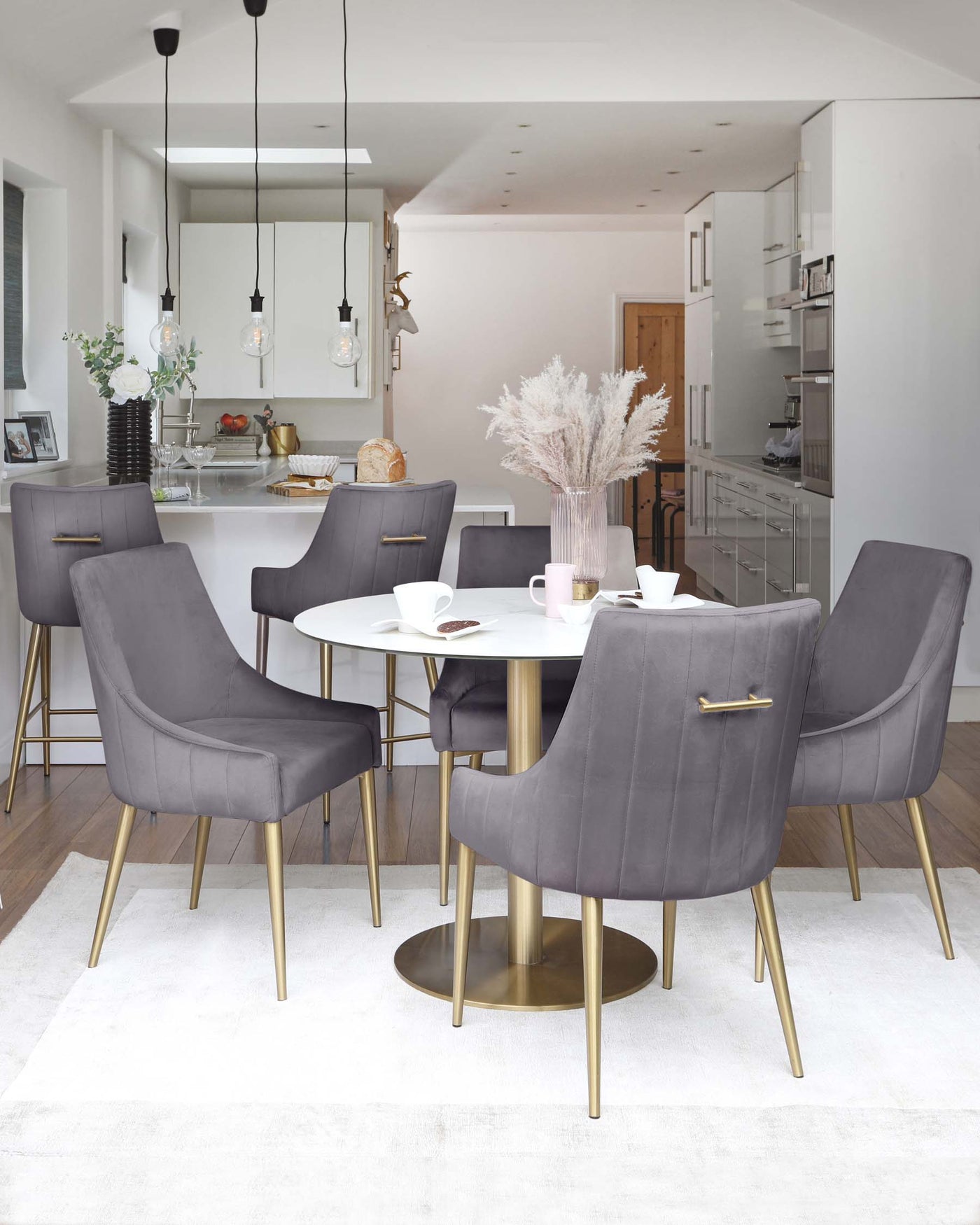 Juliana Dark Grey Velvet With Brushed Brass Dining Chair - Set of 2