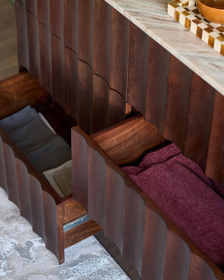 Juniper dark mango wood with toronto marble chest of drawers