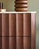 Juniper dark mango wood with toronto marble chest of drawers