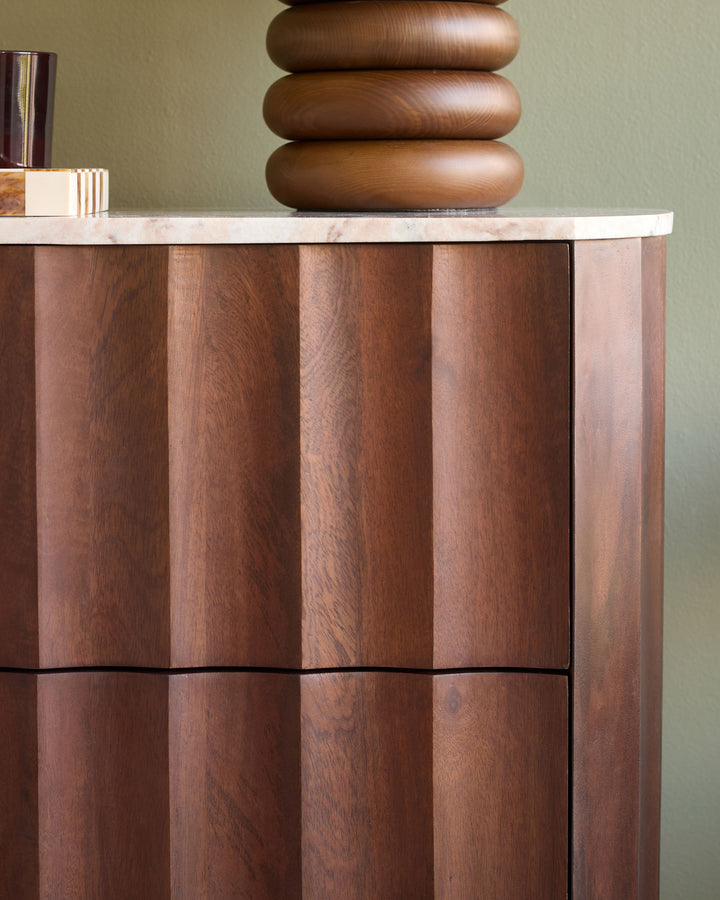 Juniper dark mango wood with toronto marble chest of drawers