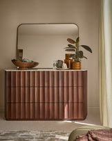 Juniper dark mango wood with toronto marble chest of drawers