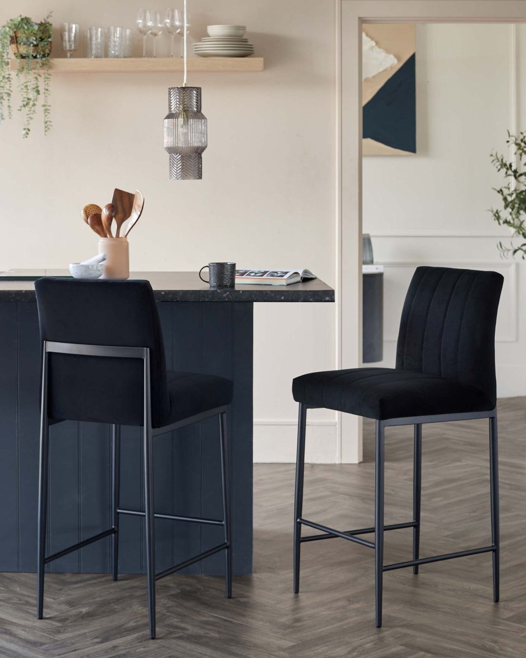 Velvet Bar Stools | Modern Velvet Breakfast Stools – Danetti