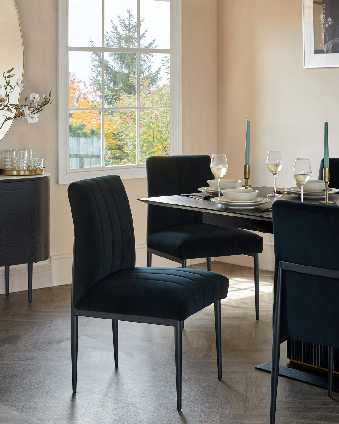 Kendra Black Metal Dining Chair Black Classic Velvet – Danetti