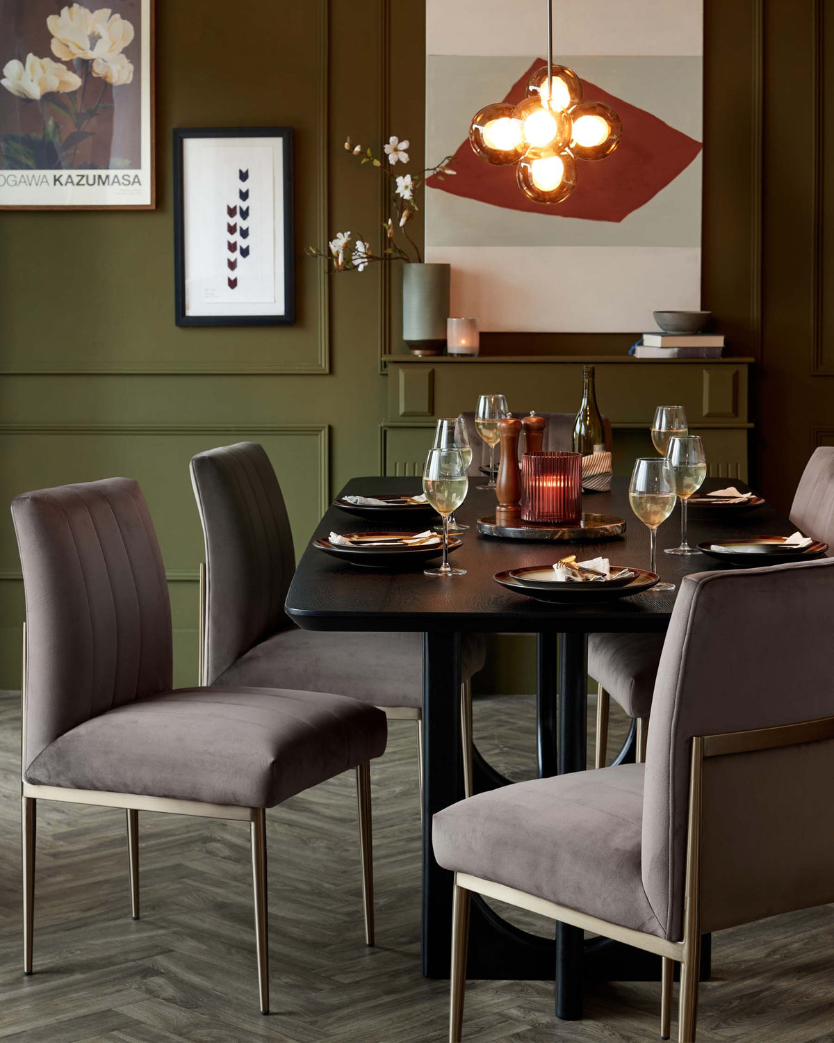 Kendra Brushed Bronze Dining Chair Mocha Velvet – Danetti
