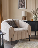 Kendra natural fabric armchair