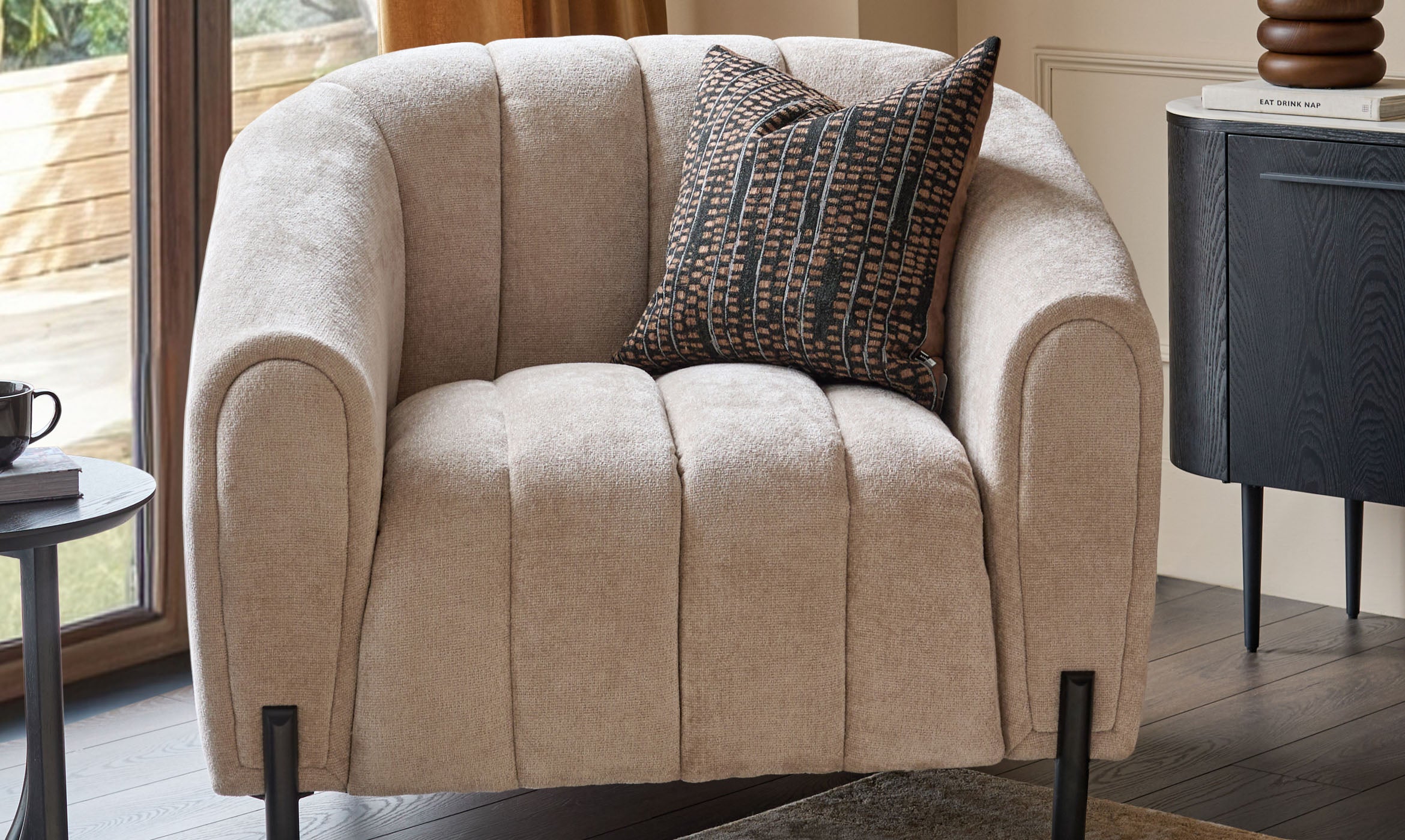 Kendra natural fabric armchair
