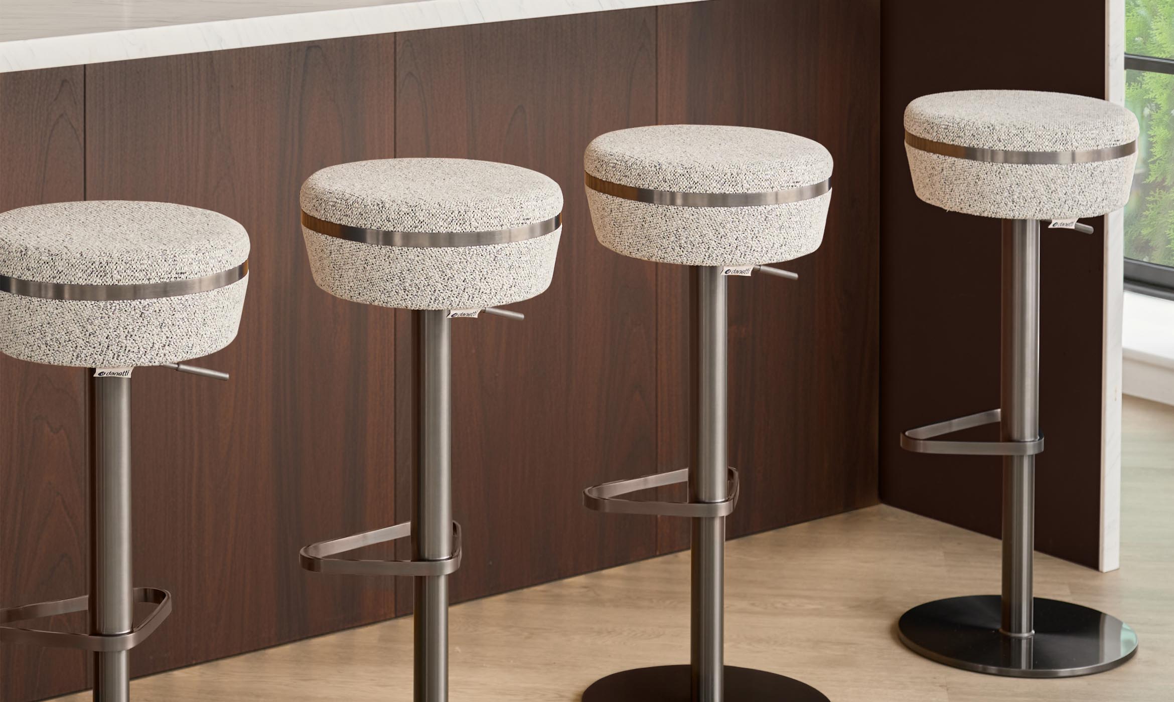 Kian grey fabric gas lift bar stool