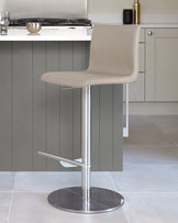 Kiki Light Grey Leather Gas Lift Bar Stool
