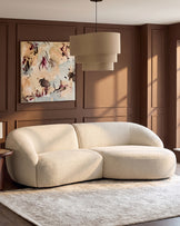Kimberley natural fabric 3 seater right hand chaise sofa