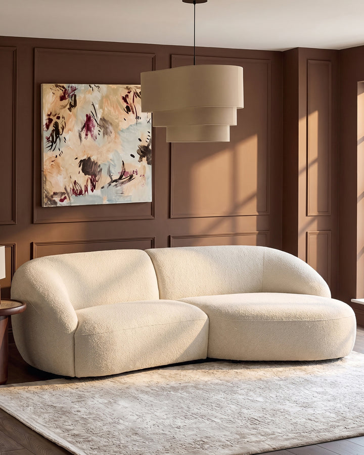 Kimberley natural fabric 3 seater right hand chaise sofa