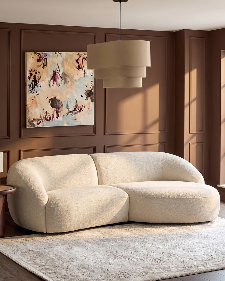 Kimberley natural fabric 3 seater right hand chaise sofa