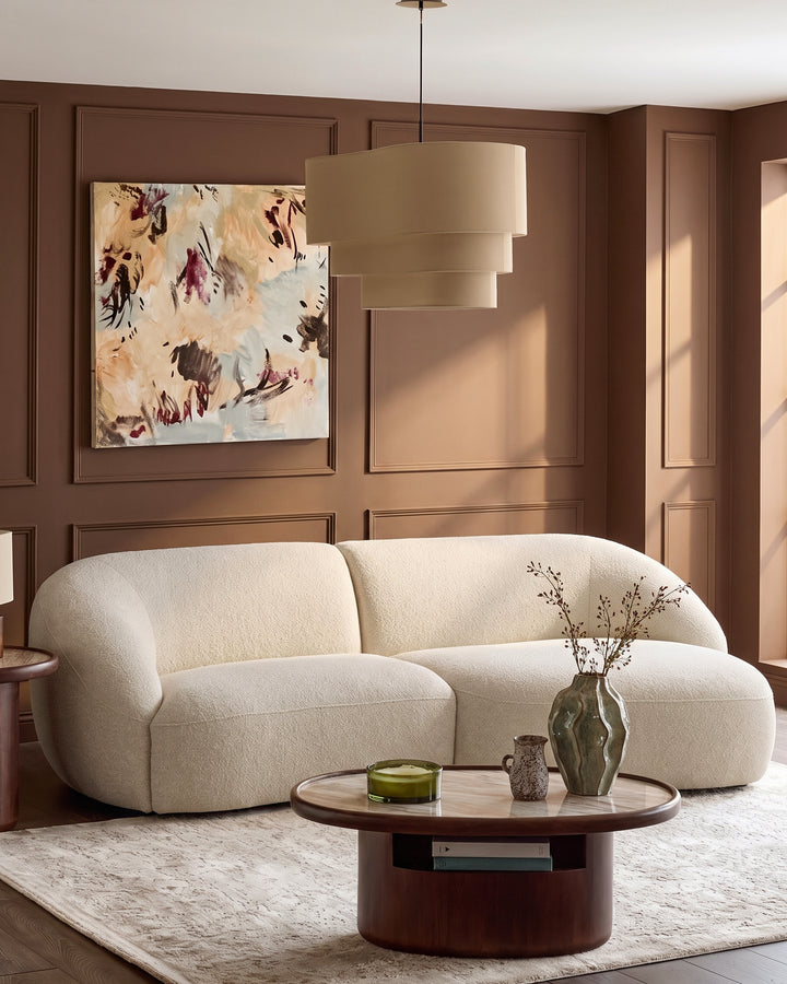 Kimberley natural fabric 3 seater right hand chaise sofa