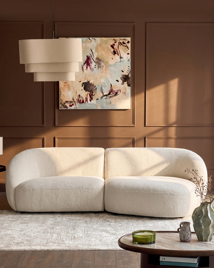 Kimberley natural fabric 3 seater right hand chaise sofa