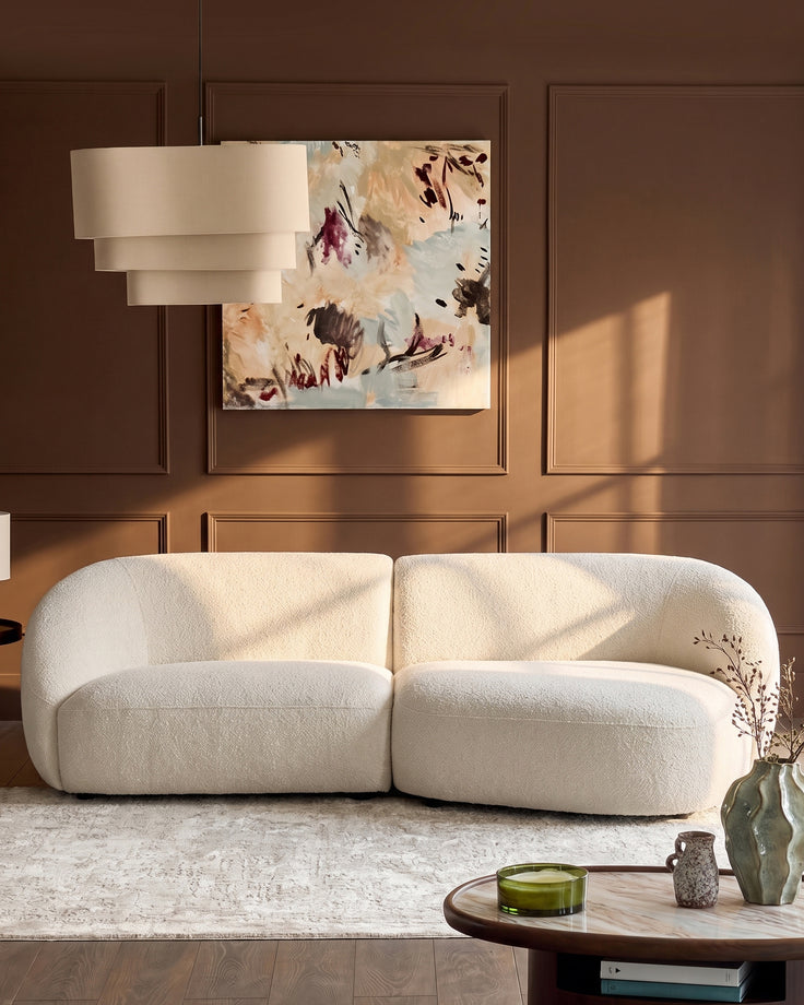 Kimberley natural fabric 3 seater right hand chaise sofa