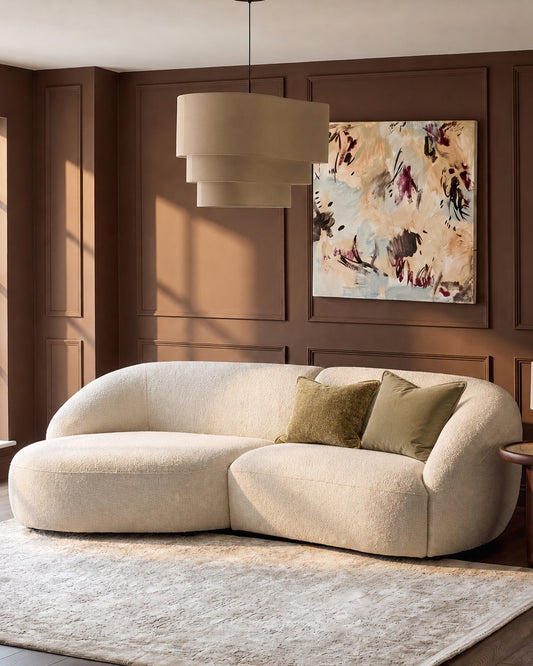 Kimberley natural fabric 3 seater left hand chaise sofa