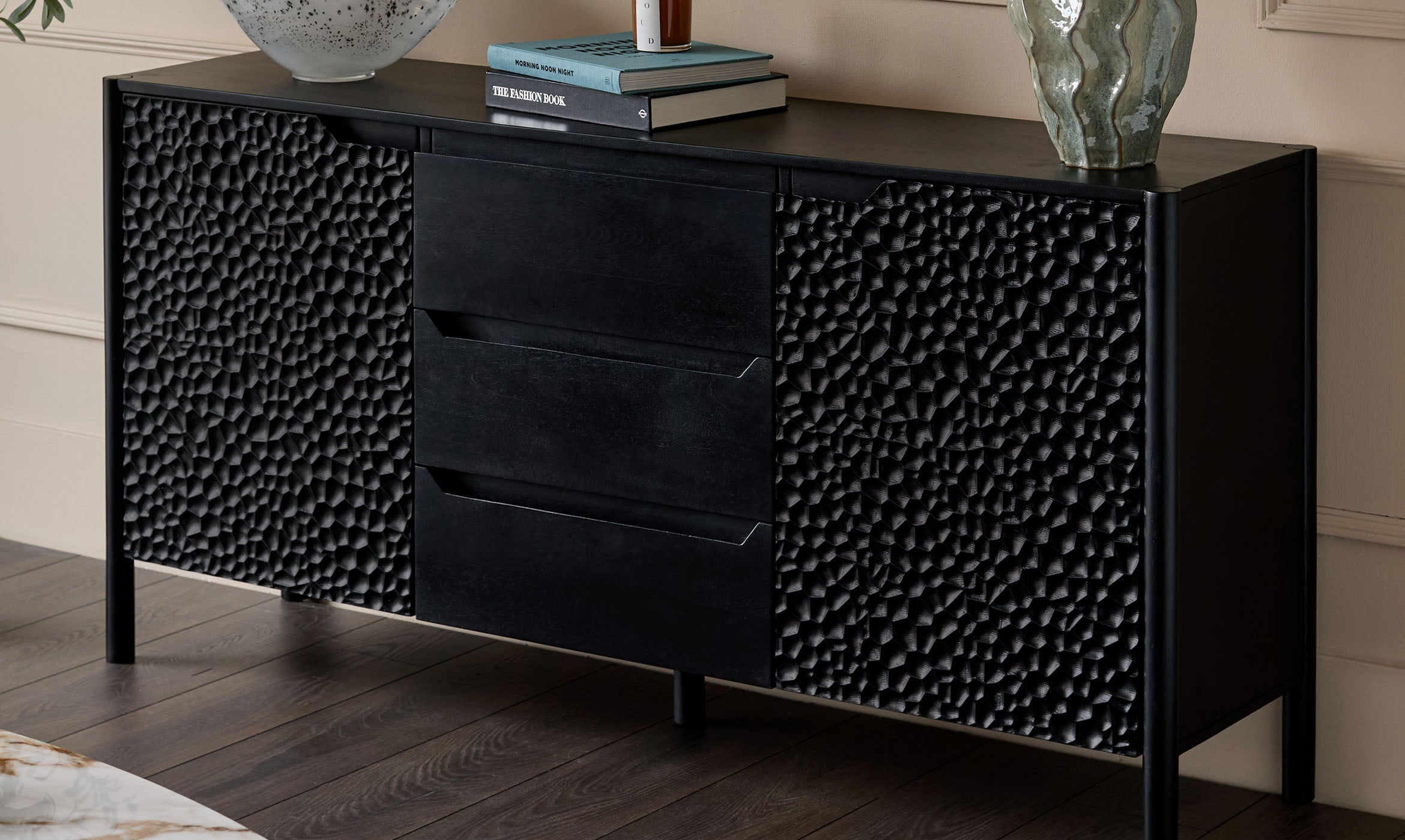 Knox black wood large sideboard
