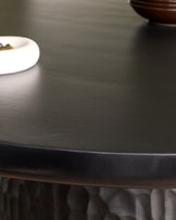 Knox black wood 6 seater round dining table