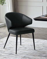 Landon black leather dining chair