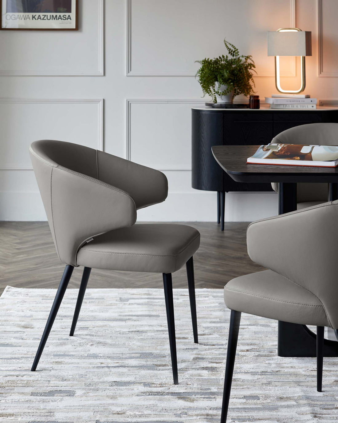 Landon Grey Leather Dining Chair | Real Leather | Danetti UK