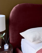 Lani plum velvet king size ottoman bed