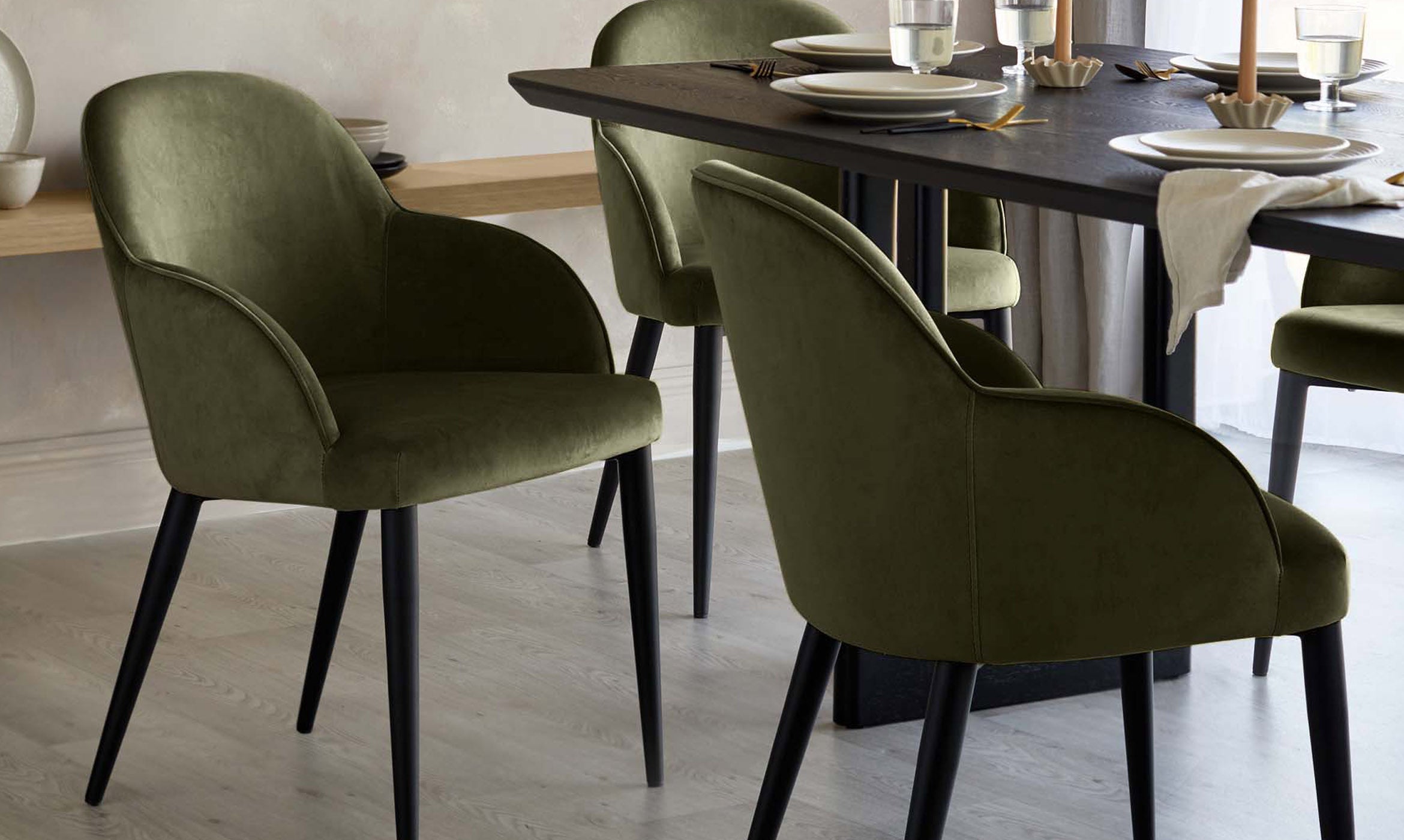 Lani olive green velvet dining chair