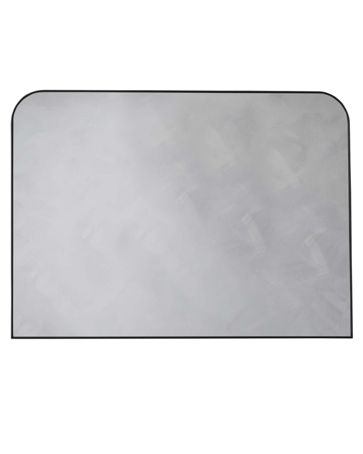 Modern, minimalist-style tabletop with a sleek, rounded rectangular shape and a glossy, marble-like finish, set against a plain background.