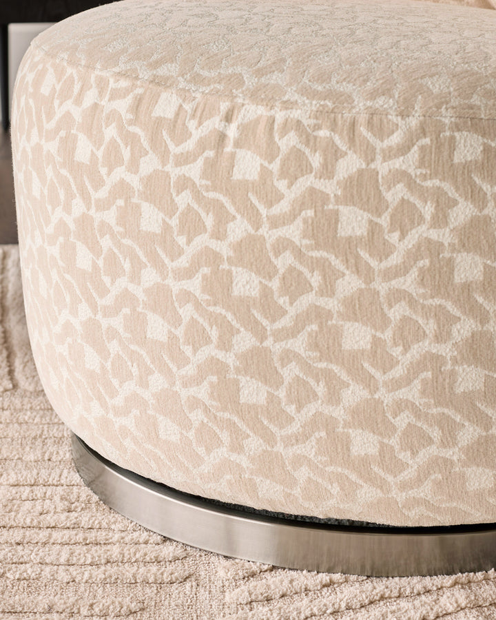 Leda champagne abstract fabric swivel accent chair