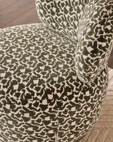 Leda dark green abstract fabric swivel accent chair