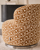 Leda ochre abstract fabric swivel accent chair