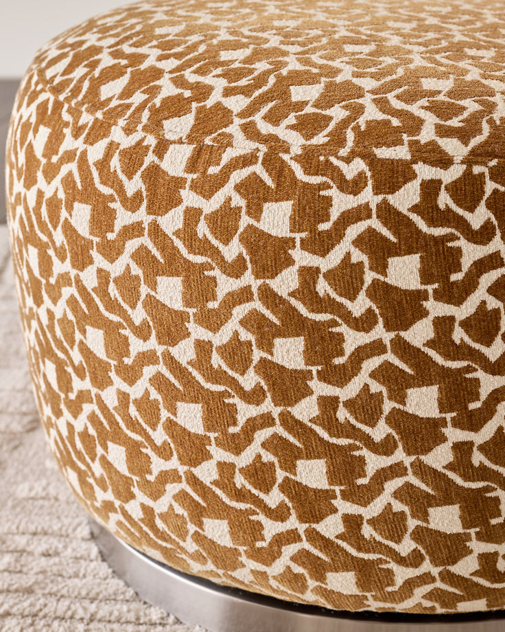 Leda ochre abstract fabric swivel accent chair