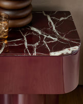 Lena red calacatta with plum gloss bedside table
