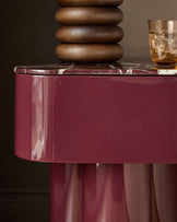 Lena red calacatta with plum gloss bedside table