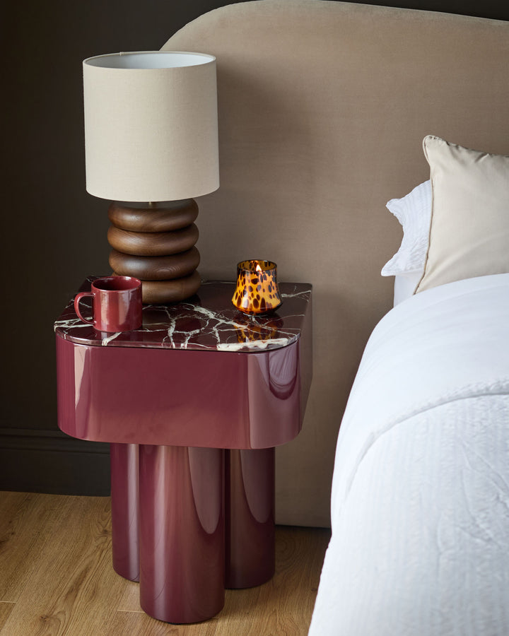 Lena red calacatta with plum gloss bedside table